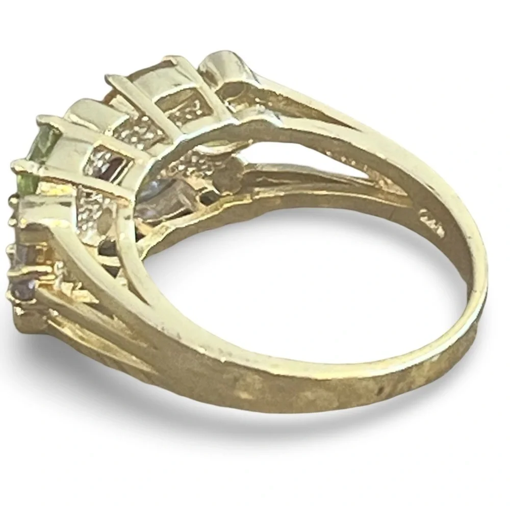 Vermeil Gold Multi-Gemstone Topaz Garnet Amethyst  Peridot Citrine Ring Size 8